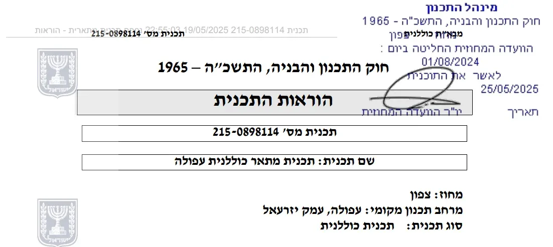 מסמך אישור תוכנית